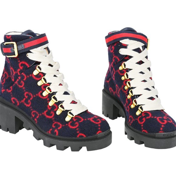 Gucci Women's GG Logo Wool Ankle Boot - Picture 3 of 9